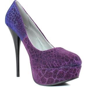 QUPID Women's Berry Fabric Leopard Lurex Fabric Stiletto Heel Pumps | Size 7.5